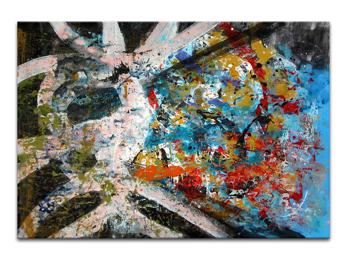 Moderne slike u galeriji MAG - apstraktna slika Kako se nosimo akril na hameru 100x70 cm