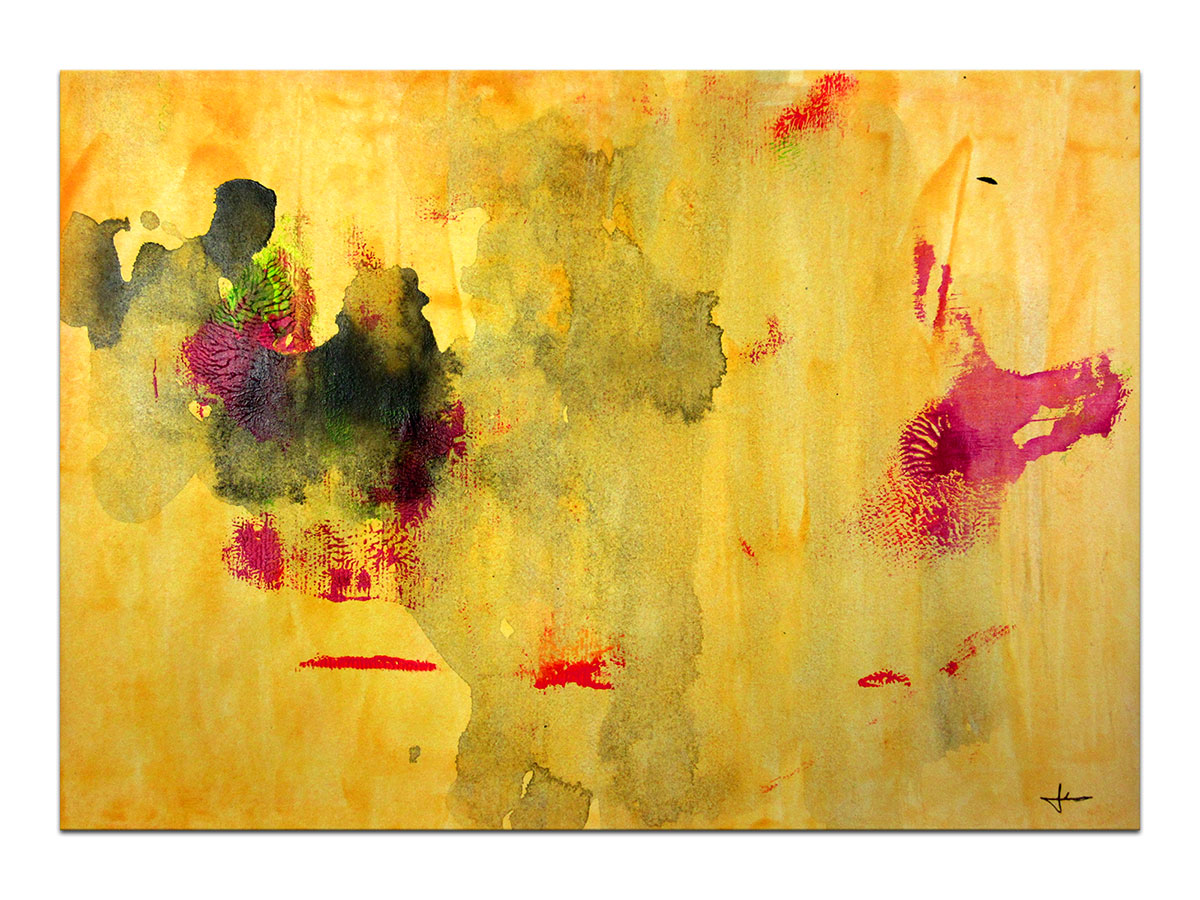 Moderne slike u galeriji MAG - apstraktna slika Siluete žutog neba akril na hameru 29,5x20,5 cm