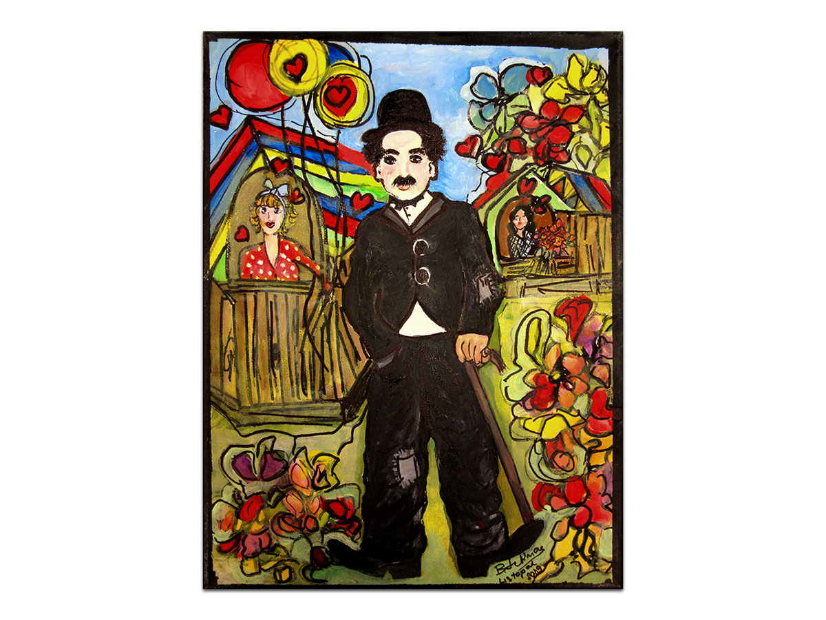 Moderne slike u galeriji MAG - Umjetnička slika Charlie Chaplin akril na napetom platnu 40x30 cm