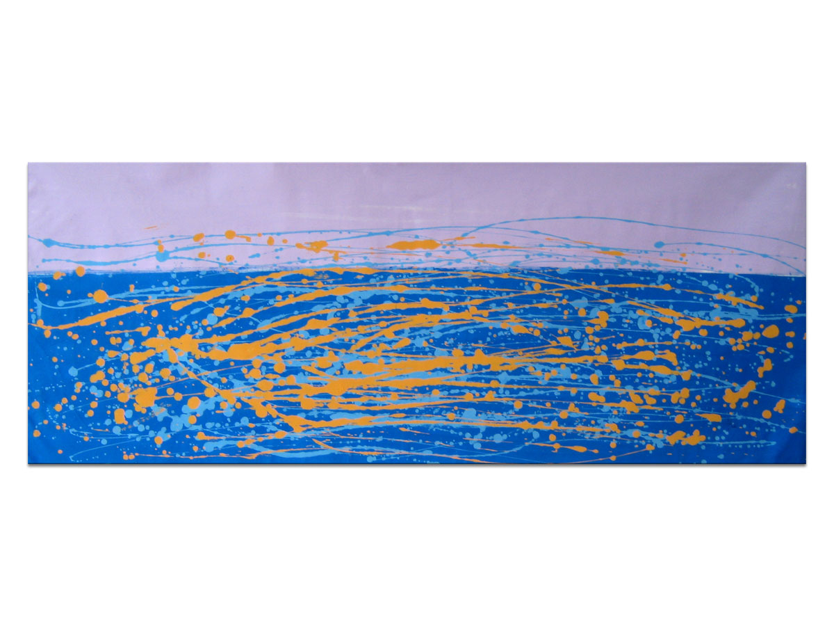 Prodaja umjetničkih djela u galeriji MAG - originalna apstraktna slika Pjenušavo more akril na platnu 140x50 cm