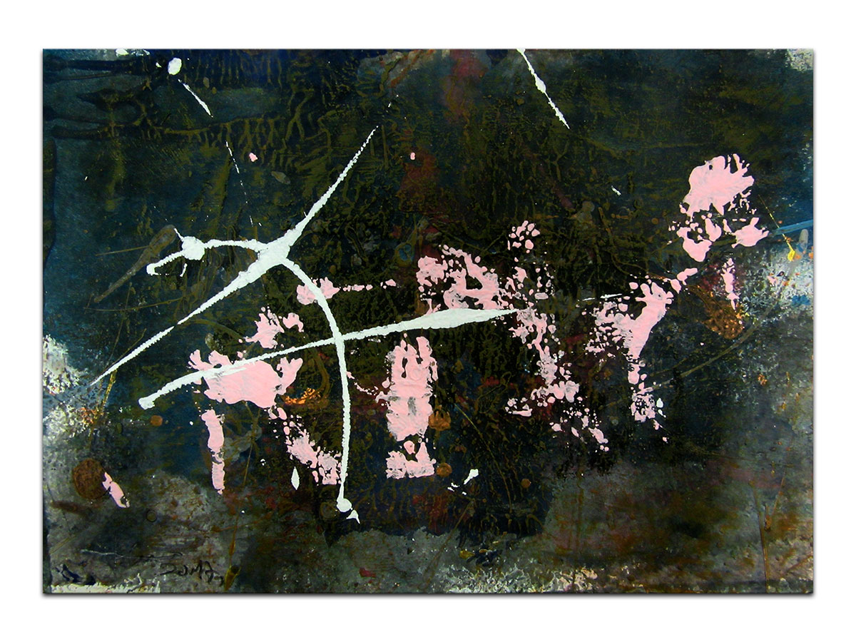 Moderne slike u galeriji MAG - apstraktna slika Orbitalne putanje akril na hameru 30x20 cm